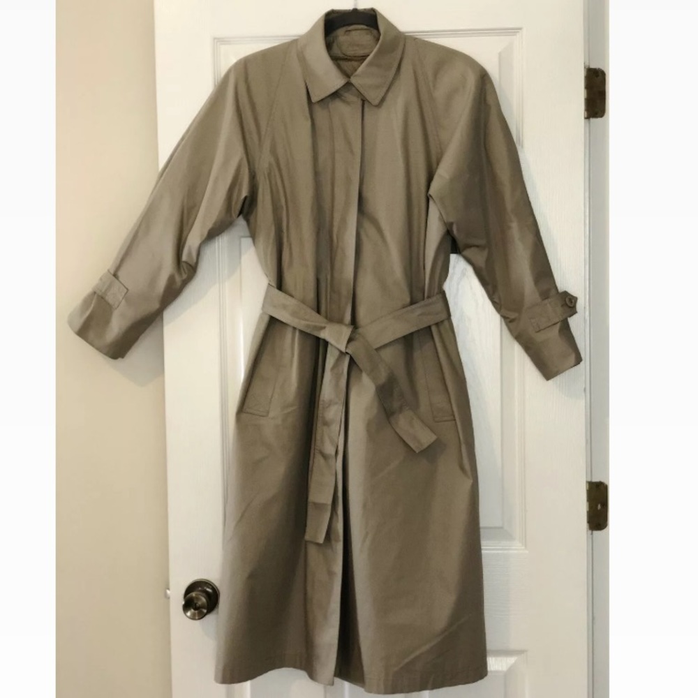 London Fog Women Size 8 Belted Trench Coat 3M Thinsulate Removable Liner Gray